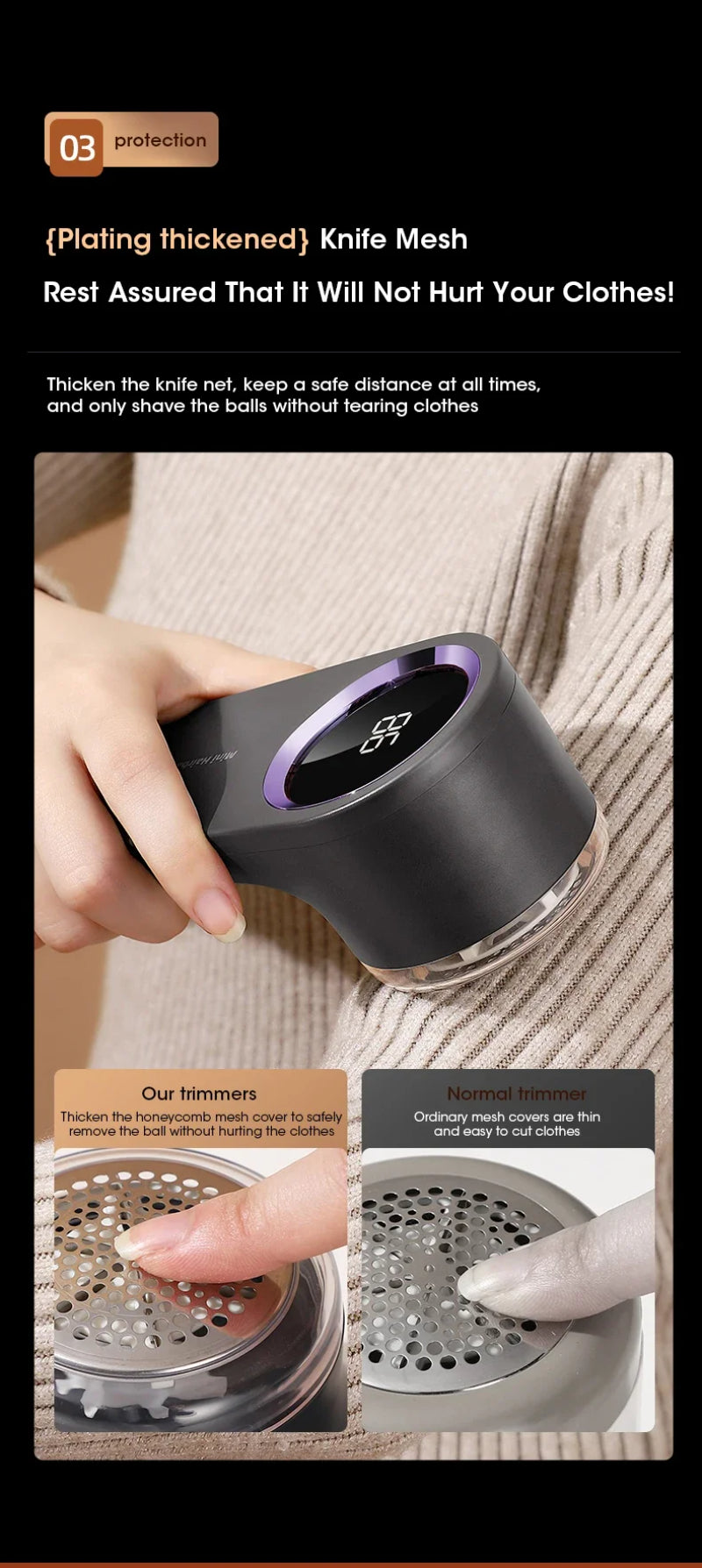 Rechargeable Fabric Shaver — Electric Lint & Pilling Remover for Sweaters and Upholstery