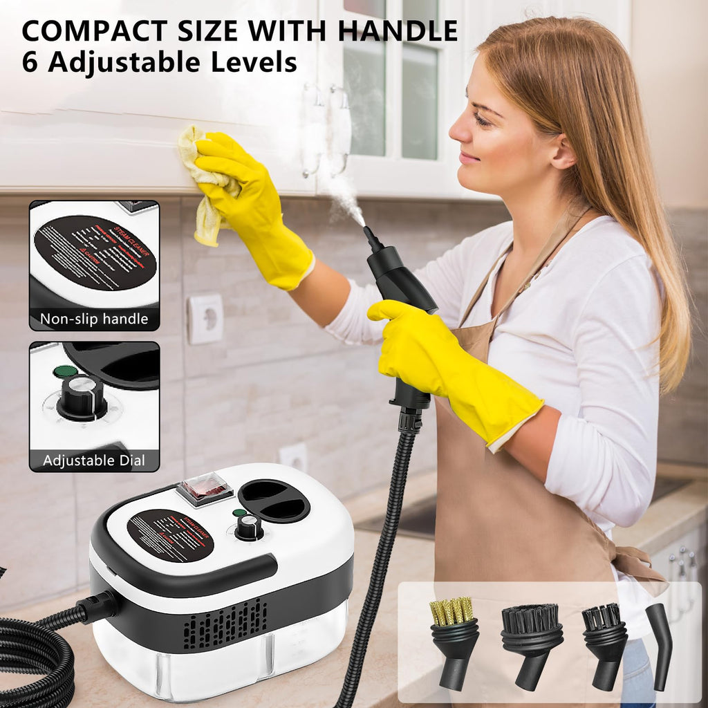 Handheld Steam Cleaner Kit — Pressurized Steam Cleaner with 12 Attachments for Grout, Stove & Tile