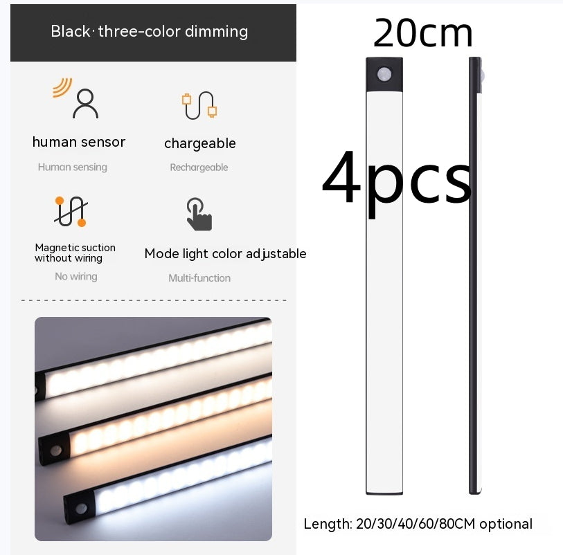 Motion-Sensor Light Bars (3-Pack) — Rechargeable Under-Cabinet Lights for Kitchen, Closet & Stairs