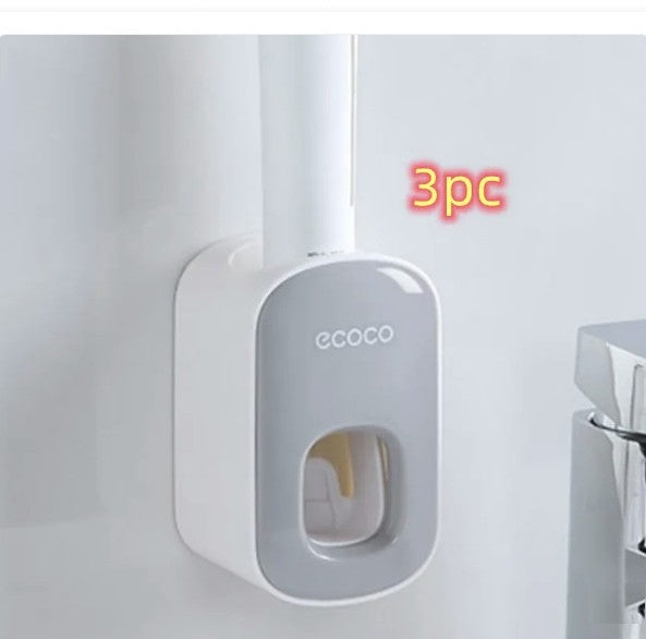 Automatic Toothpaste Dispenser & Toothbrush Holder — Wall-Mount Set